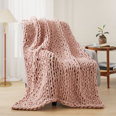 Peace Nest Handmade Chunky Knit Chenille Yarn Throw Blanket 50"x60"