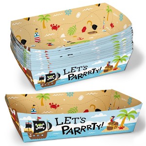 Big Dot of Happiness Pirate Ship Adventures Party Paper Food Trays, Disposable Food Boats for Birthday, Double-Sided Paper Meal Holders - 12 Ct - 1 of 4