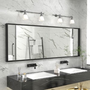 Apmir H Rectangular High-Strength Tempered Glass and Aluminum Alloy Framed French Cleat Mounted Wall Decor Bathroom Vanity Mirror in Matte Black - 1 of 4