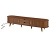 YOOCOZZ Wooden Oval TV Stand for TV up to 80" with Charging Station,Sliding Tambour Door and Golden Handle - 2 of 4