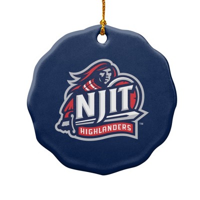 New Jersey Institute of Technology Primary Logo Porcelain Scalloped Holiday Christmas Tree Ornament