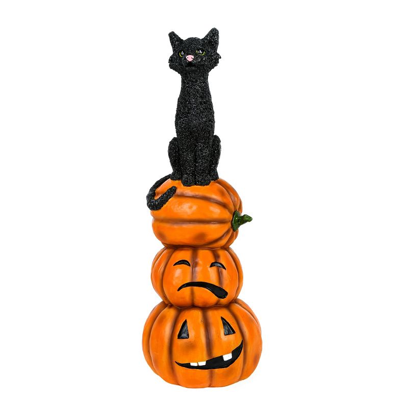 32" Halloween Black Cat and Pumpkins Stack - National Tree Company, 1 of 6