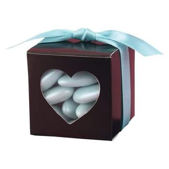 Paper Frenzy Brown Heart Window Valentine's Day Favor Boxes, 2x2x2 (25 pack)