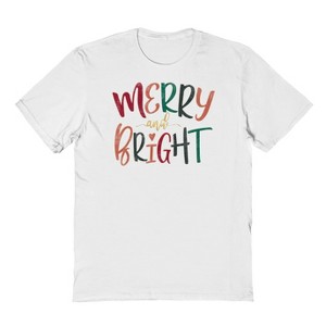 Rerun Island Men's Christmas Merry & Bright Ribbon Short Sleeve Graphic Cotton T-shirt - 1 of 1