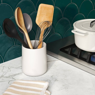 Stoneware Utensil Storage White - Threshold™: Kitchen Countertop Holder, Dishwasher-Safe, 6 Height