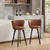 APRILSOUL26"Counter Height Bar Stools Set of 2, 360¡ã Swivel Upholstered Barstools with Backs and Metal Legs - 2 of 4