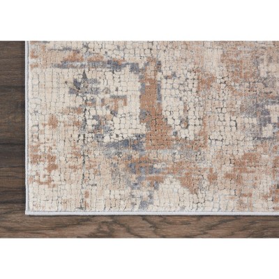 Beige/Grey Abstract Cotton Synthetic 2'2" x 7'6" Area Rug