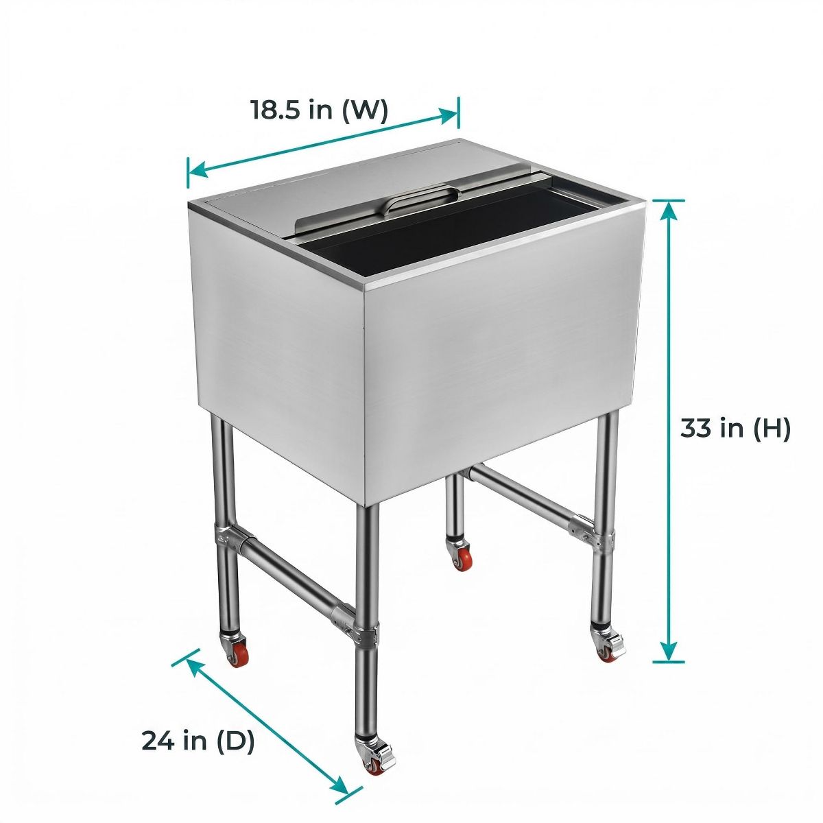 Commercial Ice Bin with Sliding Lid, Stainless Steel Underbar Ice Chest, Insulated Ice Well with Drain System for Restaurant Pub Cocktail Station - thumbnail 2