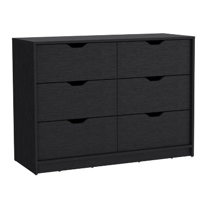 NicBex 6 Drawers Dresser for Bedroom,Simple Style Wooden Dresser with Free Handle,Dressers for Kids Room,Living Room,Entry and Hallway,Black