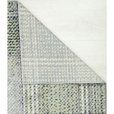 Gray Plaid Synthetic Easy Care Area Rug, 2'6" x 8'