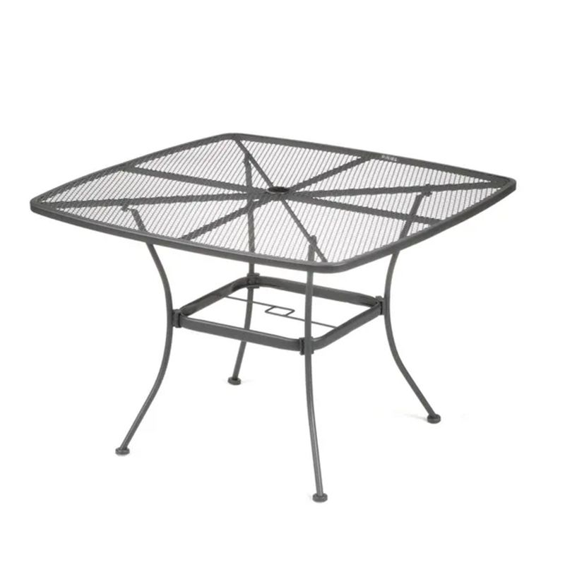 Woodard Uptown Sleek Contemporary 42 Inch Outdoor Steel Mesh Square Top Bistro Style Patio Dining Table with Tapered Legs, Black, 1 of 7