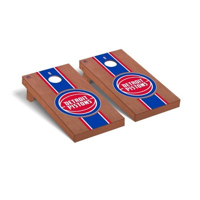 NBA Detroit Pistons Premium Cornhole Board Rosewood Stained Stripe Version