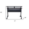 HomeRoots 47" Black Wood and Metal Rolling Computer Desk - 3 of 4