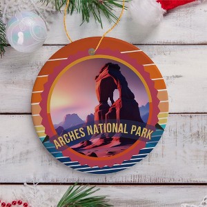 Arches National Park Retro Style Ornament, Utah Tourist Attraction and Gift| OrnamentallyYou - 1 of 4