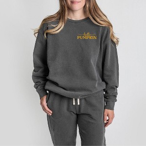 Simply Sage Market Women's Lightweight Garment Dyed Graphic Sweatshirt Embroidered Hello Pumpkin - 1 of 4