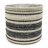 Northlight 18" Striped Cream and Black Outdoor Woven Pouf Ottoman