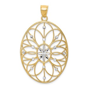 Black Bow Jewelry 14k Yellow Gold & White Rhodium Oval Filigree Pendant, 30mm - 1 of 4