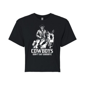 Women's - Yellowstone - Rip Cowboys Dont Say Goodbye Cropped Graphic T-Shirt - 1 of 4