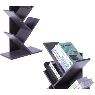 Gray Wooden 9-Shelf Tree Bookcase