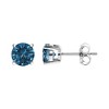 14K Gold 1/2 Cttw Lab Grown Blue Diamond 4-Prong Classic Solitaire Stud Earrings - 3 of 4