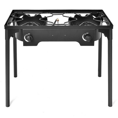Tangkula Outdoor 2-Burner Stove High Pressure Propane Gas Camp Stove 150,000 BTU