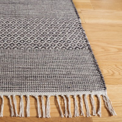 Ivory & Anthracite Hand-Woven Cotton Area Rug - 5' x 8'