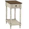 Monarch Specialties Accent Table 2 Tier End Side Table Nightstand Bedroom Narrow Lamp Storage Drawer Brown Veneer Antique White Veneer Traditional - 2 of 4