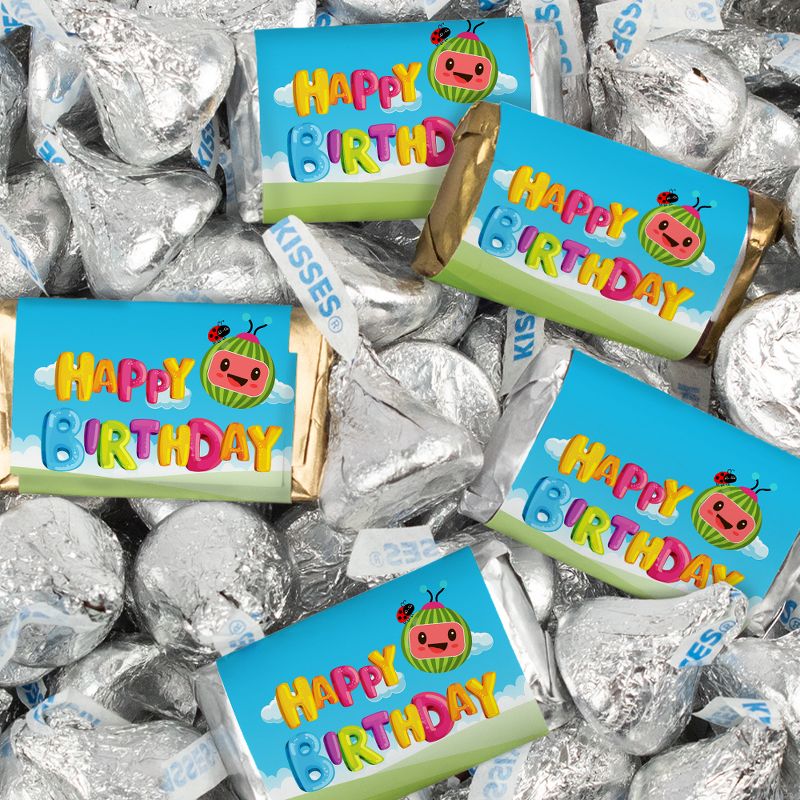 116 Pcs Cooky Melon Kid's Birthday Candy Party Favors Wrapped Hershey's Miniatures and Kisses by Just Candy (1.50 lbs), 1 of 3