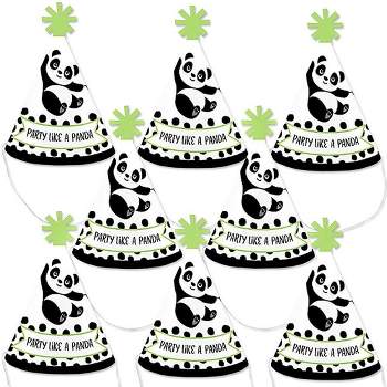 Big Dot of Happiness Party Like a Panda Bear - Mini Cone Baby Shower or Birthday Party Hats - Small Little Party Hats - Set of 8