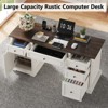 Vipbear administrative desk, wooden computer desk with drawers and cabinets, for home, study, work, writing, antique white home desk for work, white - 3 of 4