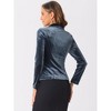 INSPIRE CHIC Women's Notched Lapel Long Sleeve Office Button Velvet Suit Blazer - 4 of 4