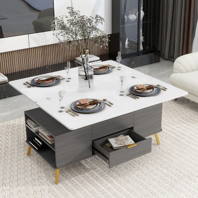 Clara Modern Lift Top Coffee Table with Storage Space, Multi Functional Table with Drawers and Shelf - Maison Boucle