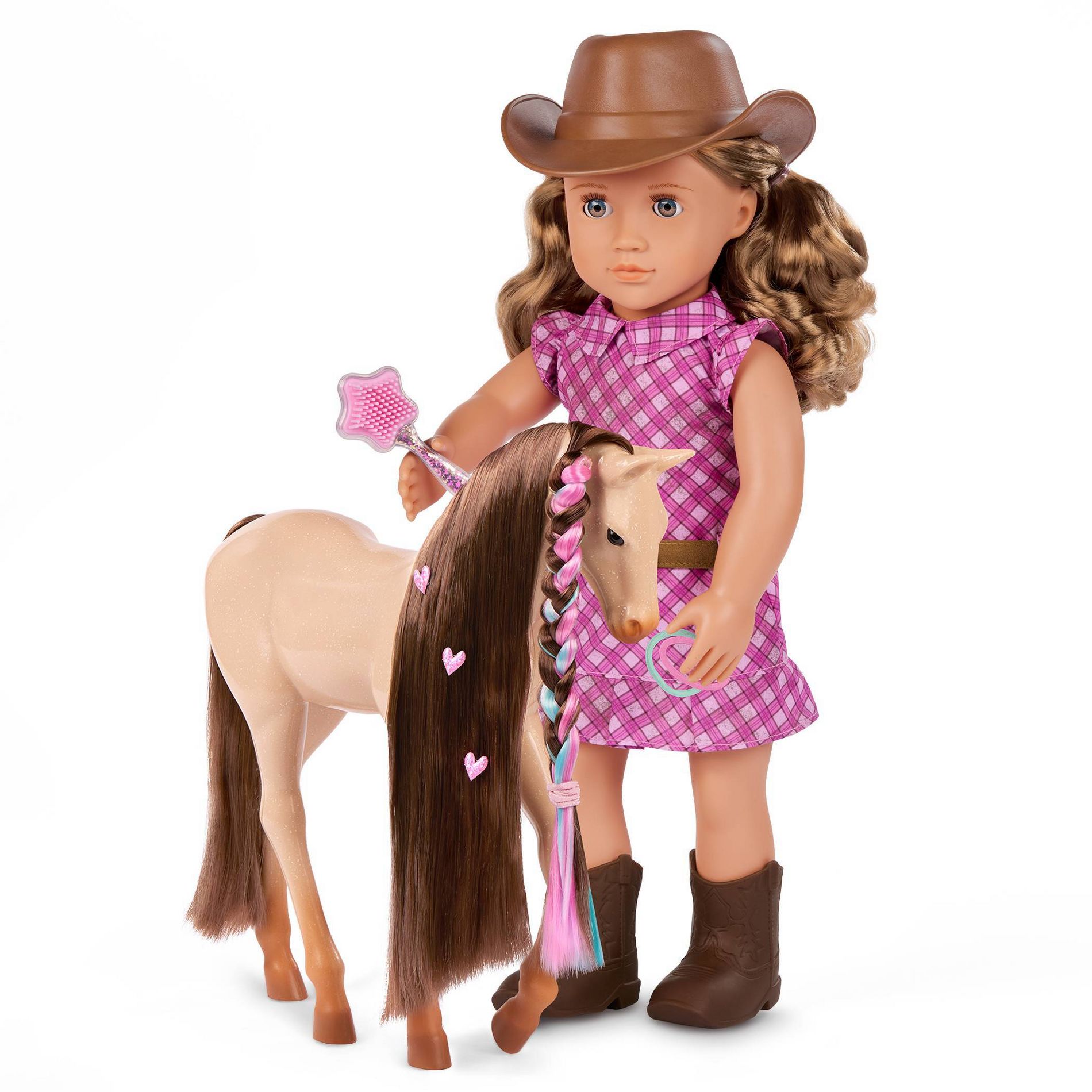 Our Generation Callie with Hair Play Foal 18" Doll & Horse Accessory Set