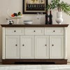 Angel Sar 55'' Farmhouse 4 Door Sideboard Buffet Cabinet with Storage, Kitchen Cabinet with Spacious Tabletop & Roman Column Design, White - 2 of 4