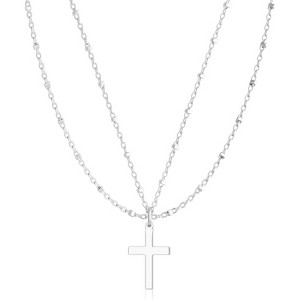 Crown Cross Necklace for Women, 14K Gold/Silver/Rosegold Plated Non-Tarnish CZ Pendant - 1 of 4