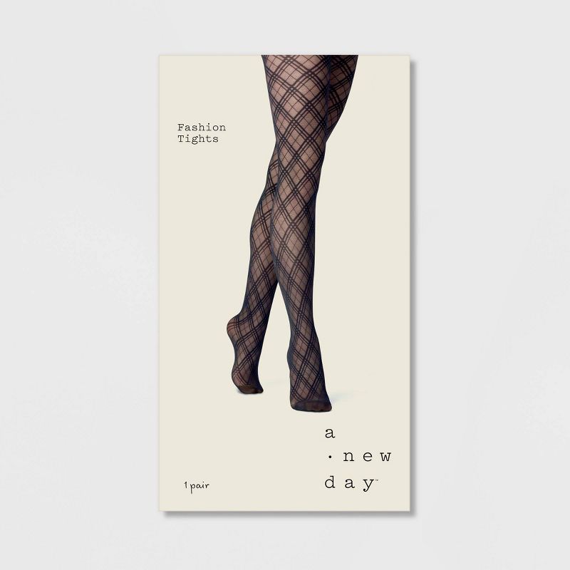 Women's Bias Plaid Tights - A New Day&#153; Black, 2 of 7