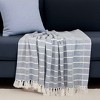 HomeRoots Blue Woven Cotton Striped Throw Blanket - 2 of 4