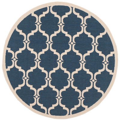 Courtyard Essence Black 59" Round Indoor/Outdoor Synthetic Rug