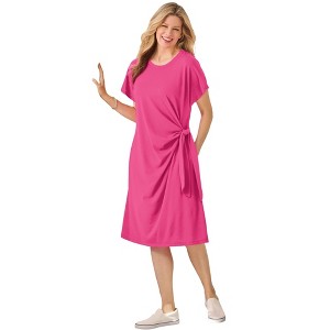 Woman Within Plus Size Side Knot Tee Dress - 1 of 2