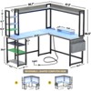 Aheaplus L Shaped Gaming Desk with Led Light & Hutch, Reversible Home Office Desk - 3 of 4