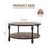 Round Coffee Table for Living Room Rustic Center Table with Storage Shelf Wood Circle Coffee Table - 2 of 4