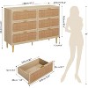 Nasitip 6 Rattan Drawer Dresser for Bedroom, Large Double Dresser with Deep Drawers, Chest of Drawers for Closet with Wide Top - 4 of 4