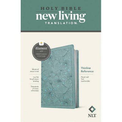 NLT Thinline Reference Bible, Filament Enabled Edition (Red Letter, Leatherlike, Floral Leaf Teal) - (Leather Bound)