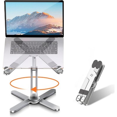 Attop Laptop Stand with 360 Rotating Base, Computer Notebook Laptop Riser Metal Holder Fully Foldable for Easy Storage