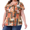 Agnes Orinda Women's Plus Size V Neck Ruffle Short Sleeve Boho Floral Casual T-Shirt - 2 of 4