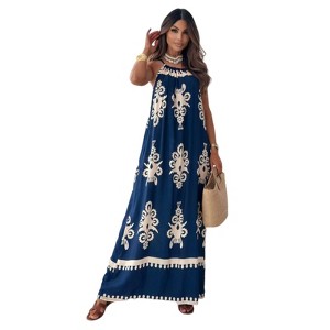 Women's Boho Chic Printed Halter Maxi Dress - 1 of 2