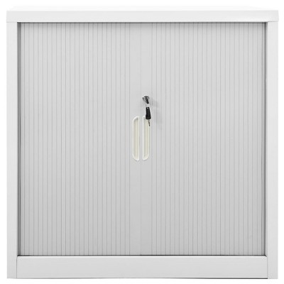 Gray Steel Lockable Office Cabinet with Adjustable Shelving