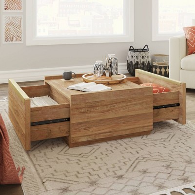 Sindoori Mango Modern Square Coffee Table with Storage
