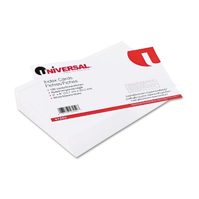 UNIVERSAL Ruled Index Cards 5 x 8 White 100/Pack 47250