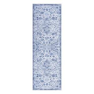 Vintage Washable Floral Print Living Room Rugs, Low Pile Non Slip Floor Carpet for Bedroom Dining Room - 1 of 4